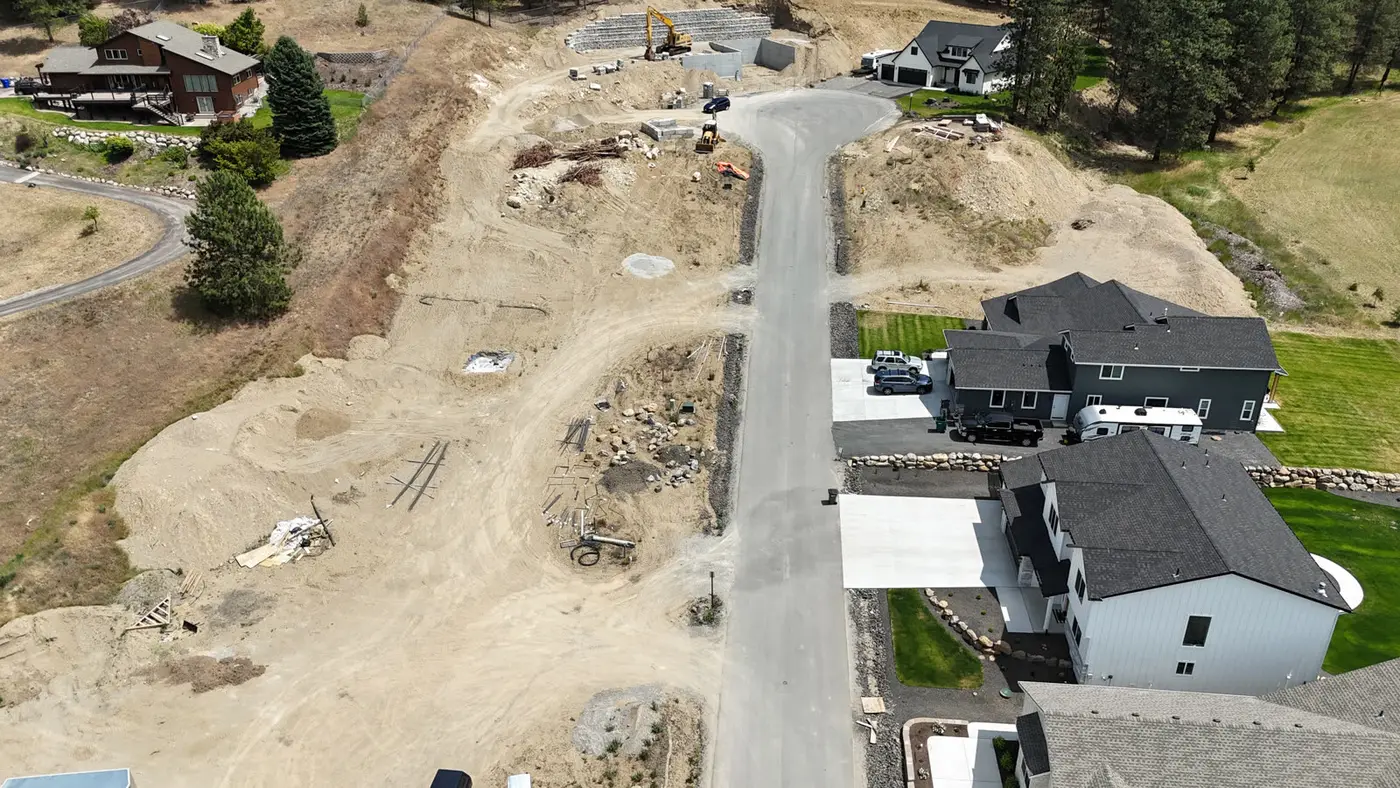Site work underway on a custom home lot